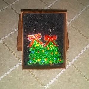Christmas trees earrings-hand crafted